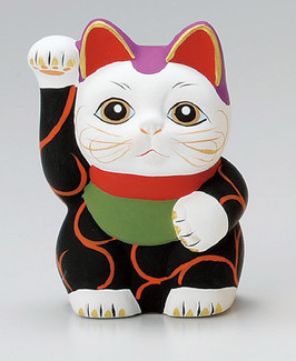 Karakusa Mini Manekineko - A - Right hand up - Lucky cat (Welcome cat)