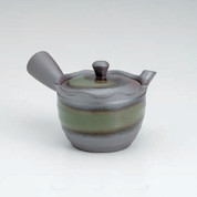 Banko-yaki Kyusu teapot - Green glaze stripe - 300cc/ml