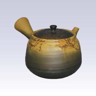 Tokoname Kyusu teapot - HAKUSAN - Algae Hanging - 250cc/ml - Pottery steel net