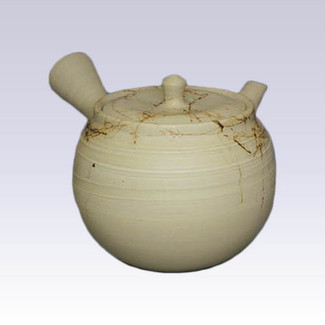 Tokoname Kyusu teapot - HAKUSAN - Algae Hanging - 240cc/ml - Pottery steel net with wooden box