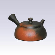 Tokoname Kyusu teapot - YOSHIKI - Vermilion - 150cc/ml - Pottery steel net