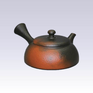 Tokoname Kyusu teapot - YOSHIKI - Vermilion - 150cc/ml - Pottery steel net