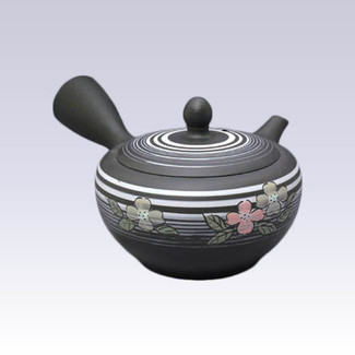 Tokoname Kyusu teapot - SHUNJYU - White Line Flower - 330cc/ml