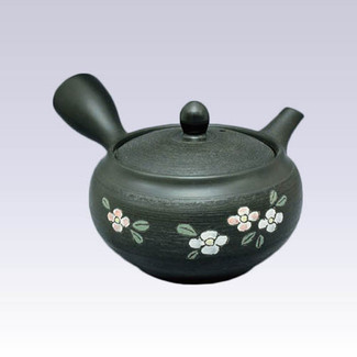 Tokoname Kyusu teapot - SHUNJYU - Pine Bark Flower - 340cc/ml - Refreshing steel net