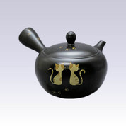 Tokoname Kyusu teapot - AKIRA - Tabby Cat - 400cc/ml - Obal ami stainless steel net