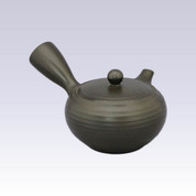 Tokoname Kyusu teapot - AKIRA - Line Step Black - 360cc/ml - Obal ami stainless steel net
