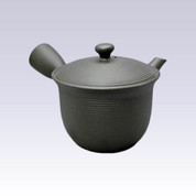 Tokoname Kyusu teapot - AKIRA - Line Step Black - 350cc/ml - Cup ami stainless steel net