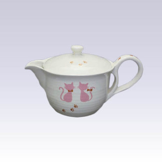 Tokoname Kyusu teapot - AKIRA - Pink Cat [A] - 350cc/ml - Cup ami stainless steel net