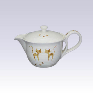 Tokoname Kyusu teapot - AKIRA - Tabby Cat [A] - 350cc/ml - Cup ami stainless steel net