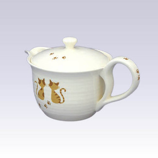 Tokoname Kyusu teapot - AKIRA - Tabby Cat [B] - 350cc/ml - Cup ami stainless steel net