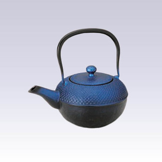 Nanbu Tetsubin - Arare Bright Blue - 0.4 Liter : Japanese cast iron teapot