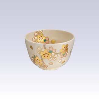 Kyo-yaki - Matcha bowl - Gold SAKURA with box