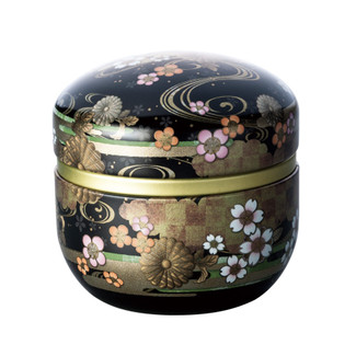 Black - suzuko-Kikusui steel tea caddy can