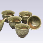 Tokoname Pottery Teacup set - ISSIN - IRABO glaze - 5yunomi cups
