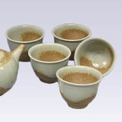 Tokoname Pottery Teacup set - ISSIN - Gray glaze - 5yunomi cups