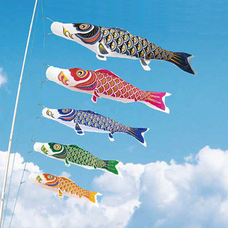 Koinobori Japanese Carp Streamer - 5 color - 1.5m/1.64yd - Nylon Gold