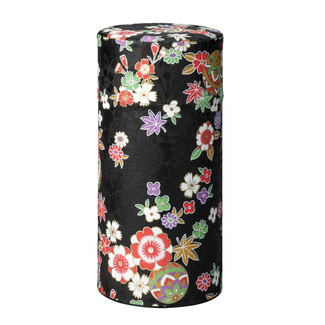 Black - Hanayose washi paper tea can caddy