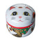White - Suzuko-Maneki-neko Lucky cat steel tea caddy can