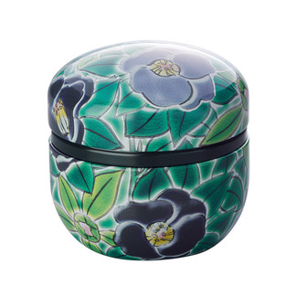 Green - Suzuko-Kutani Tsubaki Camellia steel tea caddy can