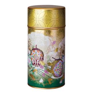 Green - Rikyu palace steel tea caddy can