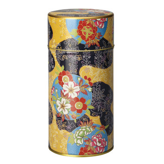 Yellow - Chirimen-Naomi steel tea caddy can