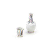 Tokkuri sake server bottle & cup set - NISHIKI TOKUSA - Mino ware