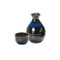 S - Tokkuri sake server bottle set - Black KINYO - 1 sake server bottle - 1 sake cup - Mino ware