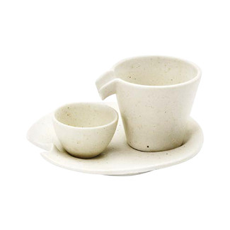 White - Iced sake server set - SHIZURU - 1 sake server - 1 sake cup - 1 plate - Mino ware