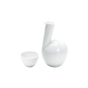 White - Tokutoku Tokkuri sake server bottle set- 1 sake server, 1 sake cup - Mino ware