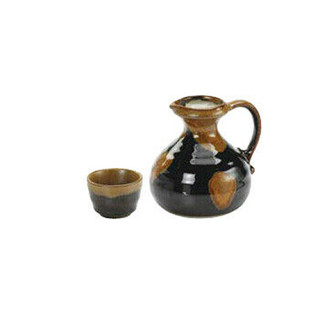 S(350ml/cc) - Sake hot server set - Tenmoku - 1 sake hot server, 1 sake cup - Mino ware