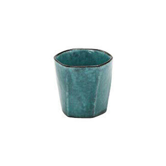Hexagon sake rock glass 235ml/cc - Turkey Blue - Mino ware