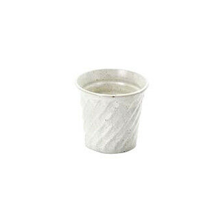 White - Spiral carving sake rock glass 300ml/cc - 3 color - Mino ware