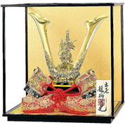 [Premium set] Japanese Samurai Kabuto helmet - Dragon & Tiger [B] - with cushion, tag, glass case, box