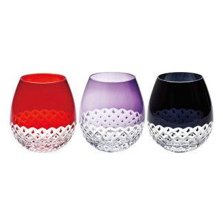 Edo Kiriko - Flower bud Arare - Tokyo glass ware - 3 color