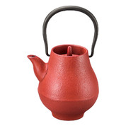 Red - Nanbu cast iron teapot - TSUBOMI - 400ml/cc - with 2 spare net