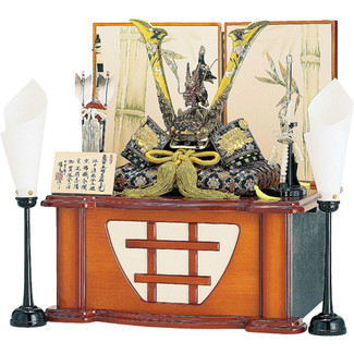 [Heritage set] Japanese Samurai Kabuto helmet - Dragon & Tiger Jin - Stand base, byobu folding screen, and accessories