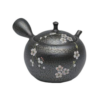 Japanese tea pot - SHORYU - SAKURA Black - 300cc/ml - ceramic fine mesh - Tokoname kyusu