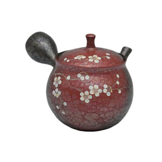 Japanese tea pot - SHORYU - SAKURA Red - 250cc/ml - ceramic fine mesh - Tokoname kyusu