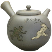 Teapot Kyusu Tokoname - SEIHO - Gray - 300 ml cc - Ceramic Mesh - Birds Animal