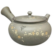 Teapot Kyusu Tokoname - SEIHO - Gray - 300ml - Ceramic Mesh - Butterfly & Sakura