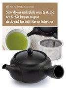 Kyusu Teapot with Infuser, Japanese Handmade Tokoname Ceramic with Black Clay, 10 Fl oz (300 ml)