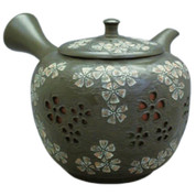 Teapot Kyusu Tokoname - SHUN-EN - Gray - 250ml cc - Ceramic Mesh - Sakura