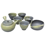 Teapot, Cooling bowl, Cups Set - Kyusu Ceramic Tokoname - 240 ml HAKUZAN Line B