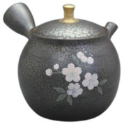 Teapot Kyusu Tokoname - SHORYU - Gray - 180 ml cc - Ceramic Mesh - Pink Sakura