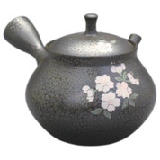 Teapot Kyusu Tokoname - SHORYU - Gray - 230 ml cc - Ceramic Mesh - Pink Sakura