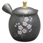 Teapot Kyusu Tokoname - SHORYU - Gray - 160 ml cc - Ceramic Mesh - Pink Sakura