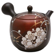 Teapot Kyusu Tokoname - MUNENORI - Orange - 200 ml cc - Ceramic Mesh - Plum