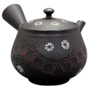 Teapot Kyusu Tokoname - KOHO - Black - 220 ml cc - Ceramic Mesh - Sakura