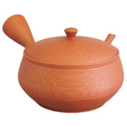 Teapot Kyusu Tokoname - GYOKKO - Orange - 300 ml cc - Ceramic Mesh - Line