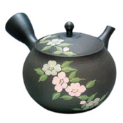 Teapot Kyusu Tokoname - GYOKKO - Black - 320 ml cc - Ceramic Mesh - Camellia